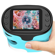 Load image into Gallery viewer, 1000X Pocket Microscope for Kids - 4K 2.0" Screen, Digital Mini Scope with Slides Kit, Rechargeable Lab Handheld Portable Microscopes for Kids 4-12 Students Teens, Cyan_1
