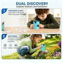 Load image into Gallery viewer, 1000X Pocket Microscope for Kids - 4K 2.0" Screen, Digital Mini Scope with Slides Kit, Rechargeable Lab Handheld Portable Microscopes for Kids 4-12 Students Teens, Cyan_5712
