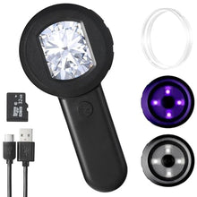 Load image into Gallery viewer, 100X Digital Magnifying Glass- Coin Magnifying Glass with 2'' Screen, Portable Handheld Kids Microscope, Jewelers loupe with Light, for Trichome, USB Coin Magnifier for Collector, Mini Scope for Bug, Black_1
