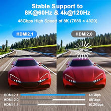 Load image into Gallery viewer, 10FT HDMI 2.1 Cable 2 Pack 8K60Hz 4K120Hz, 48Gbps Ultra High Speed HDMI Cable with Gold Plated Connectors, Red Aluminum Housing, for PS5, Xbox Series X, 4K TV, Projector, Wall Mount TV, Conference._4531
