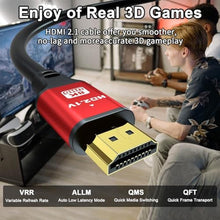 Load image into Gallery viewer, 10FT HDMI 2.1 Cable 2 Pack 8K60Hz 4K120Hz, 48Gbps Ultra High Speed HDMI Cable with Gold Plated Connectors, Red Aluminum Housing, for PS5, Xbox Series X, 4K TV, Projector, Wall Mount TV, Conference._4533
