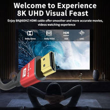 Load image into Gallery viewer, 10FT HDMI 2.1 Cable 3 Pack 8K60Hz 4K120Hz, 48Gbps Ultra High Speed HDMI Cable with Gold Plated Connectors, Red Aluminum Housing, for PS5, Xbox Series X, 4K TV, Projector, Wall Mount TV, Conference._4546
