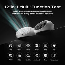 Load image into Gallery viewer, 12-in-1 Air Quality Monitor Indoor, Portable Air Quality Monitor, for CO2, PM1.0, PM2.5, HCHO, TVOC and Others, Air Quality Tester for Home, Hotel, Office, Car, Battery Powered Air Monitor (White)_653
