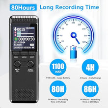 Load image into Gallery viewer, 128GB Digital Voice Recorder with 8000 Hours Recording Capacity, 80Hrs Battery Time Voice Activated Recorder with Playback, Professional USB-C 1536kbps Audio Recorder for Meeting Lecture, Black_252
