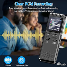 Load image into Gallery viewer, 128GB Digital Voice Recorder with 8000 Hours Recording Capacity, 80Hrs Battery Time Voice Activated Recorder with Playback, Professional USB-C 1536kbps Audio Recorder for Meeting Lecture, Black_253
