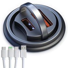 Load image into Gallery viewer, 130W Mini Car Charger+3in1 USB Cable Fast Charging[QC100W+PD30W] Invisible Flush Fit Cigarette Lighter Adapter with Type C Cable,Dual Port for iPhone iPad Samsung MacBook Laptop Dashcam_1
