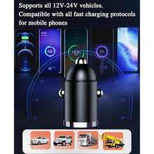 Load image into Gallery viewer, 130W Mini Car Charger+3in1 USB Cable Fast Charging[QC100W+PD30W] Invisible Flush Fit Cigarette Lighter Adapter with Type C Cable,Dual Port for iPhone iPad Samsung MacBook Laptop Dashcam_1965
