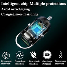 Load image into Gallery viewer, 130W Mini Car Charger+3in1 USB Cable Fast Charging[QC100W+PD30W] Invisible Flush Fit Cigarette Lighter Adapter with Type C Cable,Dual Port for iPhone iPad Samsung MacBook Laptop Dashcam_1966
