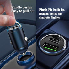 Load image into Gallery viewer, 130W Mini Car Charger+3in1 USB Cable Fast Charging[QC100W+PD30W] Invisible Flush Fit Cigarette Lighter Adapter with Type C Cable,Dual Port for iPhone iPad Samsung MacBook Laptop Dashcam_1967
