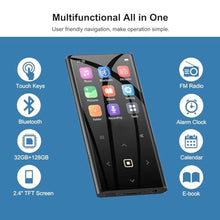 Load image into Gallery viewer, 160GB MP3 Player for Kids with Bluetooth Portable Music Player 2.4" Large Screen Built-in Speaker Support Video FM Radio Voice Recorder E-Book Earphones Included, Black_882
