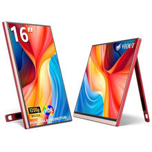 Load image into Gallery viewer, 16Inch Pink Portable Monitor for Laptop, 1920x1200P IPS 16:10 Computer External Screen, 100% sRGB Stand Support Freesync, for Girl Phone, PC Home Use, VPink_1
