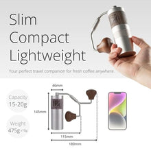 Load image into Gallery viewer, 1Zpresso Q Manual Coffee Grinder, Mini Slim Travel Sized, Stainless Steel Conical Burr, Numerical Adjustable Setting for Pour Over French Press Cold Brew, Silver_4874
