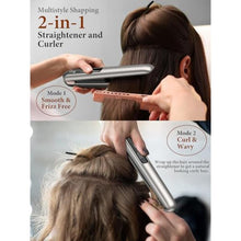 Load image into Gallery viewer, 2-in-1 Cordless Hair Straightener and Curler, Portable Mini Flat Iron with Rechargeable, Mini Curling Iron for Travel, Gold_220
