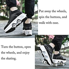 Load image into Gallery viewer, 2-in-1 Roller Skates &amp; Sneakers Unisex Retractable Wheels Outdoor Fun &amp; Fitness Kick Roller Shoes Black_119
