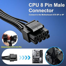 Load image into Gallery viewer, (2-Pack) COMeap CPU 8 Pin Extension Cable, Motherboard ATX CPU 8 Pin (4+4) Male to Female Adapter for Power Supply PSUs 9.5-inch(24cm), Black_4694
