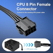 Load image into Gallery viewer, (2-Pack) COMeap CPU 8 Pin Extension Cable, Motherboard ATX CPU 8 Pin (4+4) Male to Female Adapter for Power Supply PSUs 9.5-inch(24cm), Black_4695
