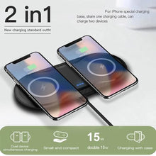 Load image into Gallery viewer, 2 Pack Dual 15W Wireless Charger for Multiple Devices, 30W Fast Wireless Charging Pad/Mat for Apple iPhone, for AirPods, for Samsung Phone, for Google Pixel, and All Qi-Enabled Devices (Black-2Pack), BlackPack_1291
