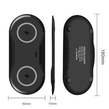 Load image into Gallery viewer, 2 Pack Dual 15W Wireless Charger for Multiple Devices, 30W Fast Wireless Charging Pad/Mat for Apple iPhone, for AirPods, for Samsung Phone, for Google Pixel, and All Qi-Enabled Devices (Black-2Pack), BlackPack_1294
