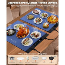 Load image into Gallery viewer, 2 Pack Food Warming Mat for Countertop, Extra Large Electric Warming Tray with 7 Adjustable Temperature, 6 Timer, Roll Up Food Warmers for Parties Buffet, Portable Silicone Heating Tray Kitchen Gifts_2796
