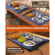 Load image into Gallery viewer, 2 Pack Food Warming Mat for Countertop, Extra Large Electric Warming Tray with 7 Adjustable Temperature, 6 Timer, Roll Up Food Warmers for Parties Buffet, Portable Silicone Heating Tray Kitchen Gifts_2799
