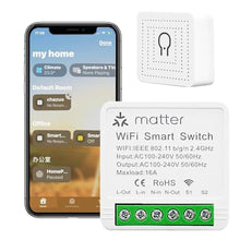 Load image into Gallery viewer, 2-Pack Matter Smart Switch 16A Mini WiFi Relay Module,DIY Wireless Light Switch Voice Control with Timer&amp;Schedule for Home Automation,Work with Apple Homekit,Alexa,Google Home,CSA Certified, White_1
