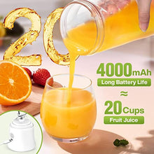 Load image into Gallery viewer, 20 Oz Portable Blender for Shakes and Smoothies,4000mAh Electric Juicer, 270W Motor Smoothie Blender with BPA-Free &amp; IP67 Waterproof, USB Fresh Juice Blender with 2 Mixing Modes for Travel, Gym, Rose, WhiteDiamond_2421
