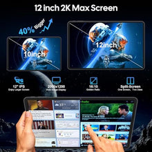 Load image into Gallery viewer, 2026 12 Inch Tablet, Android 15 Tablet with Keyboard - 24GB RAM, 256GB ROM, 2TB Expand, 2000x1200 Screen, Octa-Core, 8+16MP Camera, 8000mAh, 5G Wifi, 2K Tablet with Case, Stylus, Mouse (Black Case)_2045
