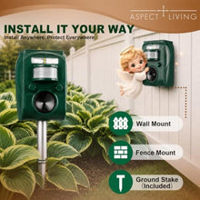 Load image into Gallery viewer, 2026 Solar Ultra-Sonic Cat Animal+Deer Repellent Outdoor Deterrent Repeller, Green_893
