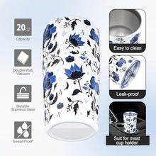 Load image into Gallery viewer, 20oz Tumbler with Lid and Straw Double Wall Powder Coated Vacuum Insulated Coffee Tumbler Stainless Steel Travel Coffee Mug Spill-Proof Thermal Cup for Hot and Cold Beverage,Blue and White Porcelain, BlueandWhitePorcelain_5123
