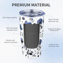 Load image into Gallery viewer, 20oz Tumbler with Lid and Straw Double Wall Powder Coated Vacuum Insulated Coffee Tumbler Stainless Steel Travel Coffee Mug Spill-Proof Thermal Cup for Hot and Cold Beverage,Blue and White Porcelain, BlueandWhitePorcelain_5125
