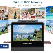 Load image into Gallery viewer, 22MP Film and Slide Scanner with 5 LCD Screen, Convert Color &amp; B&amp;W Negatives &amp; Slides 35mm, 126, 110 Film to High Resolution JPEG Digital Photos_158
