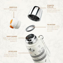 Load image into Gallery viewer, 23oz Insulated Travel Mug Tumbler with Built-in Filter &amp; Lid as Cup - Leak-Proof Stainless Steel Vacuum Flask, Keeps Hot/Cold for 48 Hours, Double-Wall Insulated Water Bottle for Coffee &amp; Tea, AntiqueWhite_1198
