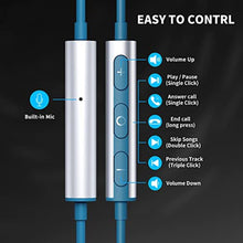 Load image into Gallery viewer, 3.5mm Headphones Wired Earphones for Samsung Galaxy A25 A15 A12 A13 A03s A14 A23 A71, Noise Isolating Wired Earbuds with Microphone Song Skip Ear Bud Wired for/Moto G Power Pure/Pixel 5a 4a Android PC, Blue_2328
