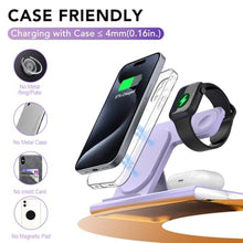 Load image into Gallery viewer, 3 in 1 Foldable Wireless Fast Charging Station for Apple Multiple Devices, Purple_4295
