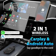 Load image into Gallery viewer, 3-in-1 Wireless Carplay and Android Auto Adapter Streaming Video Fits Netflix/YouTube/TF Card, 2025 Upgrade Magic Car Play Vedio Box Converts OEM Wired to Wireless CarPlay Adapter for Cars from 2016, Black_2682

