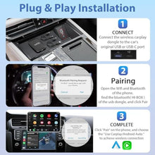 Load image into Gallery viewer, 3-in-1 Wireless Carplay and Android Auto Adapter Streaming Video Fits Netflix/YouTube/TF Card, 2025 Upgrade Magic Car Play Vedio Box Converts OEM Wired to Wireless CarPlay Adapter for Cars from 2016, Black_2685
