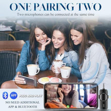 Load image into Gallery viewer, 3 in 1 Wireless Lavalier Microphone for iPhone, iPad, Android, Camera,12-Hour Battery, mini Noise Reduction Recording Mic 2.4G Ultra-Low Delay, Microphone for Vlog/ TikTok/YouTube Live Stream( 3 Mic), Black_1284
