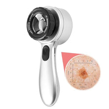 Load image into Gallery viewer, 30x Magnifying Dermatoscope with LED, Rechargeable Handheld Skin Analyzer, 4 Lighting Modes &amp; High Clarity Lens for Skin, Scalp &amp; Hair Follicle Observation, Grey_1
