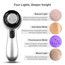 Load image into Gallery viewer, 30x Magnifying Dermatoscope with LED, Rechargeable Handheld Skin Analyzer, 4 Lighting Modes &amp; High Clarity Lens for Skin, Scalp &amp; Hair Follicle Observation, Grey_2960
