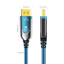 Load image into Gallery viewer, DGHUMEN 100Ft Fiber Optic HDMI Cables 8K 48Gbps, [UPGATED] Metal Armor Jacket, Ultra High Speed HDMI 2.1 Cable, 8K@60Hz 4K@120Hz, Compatible for PlayStation 5 PC HDTV, Male-to-Male (100Feet)
