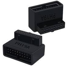 Load image into Gallery viewer, COMeap USB 3.0 90 Degree Motherboard Adapter, 19Pin Male to Female L Turn Right Angle Extension Power Adapter for Desktop Motherboard Internal Header Up Angled?Pack of 2?
