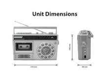 Load image into Gallery viewer, HANNLOMAX HX-601K Portable AM/FM Radio Cassette Recorder with Bluetooth, Records from Built-in Mic or Radio, Headphone Jack, AC/DC Operation. (Silver)
