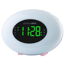 Load image into Gallery viewer, HANNLOMAX HX-162CR AM/FM PLL Radio with Alarm Clock, RGB Mood Light (7 Colors) and Dynamic Mode, 1&quot; LED Display with dimmer Function, AC Operation only (Pink)
