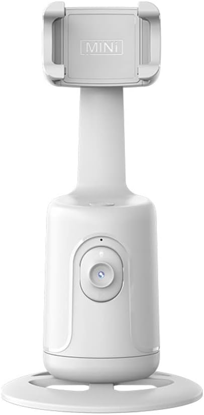 Auto Face Tracking Tripod, 360° Rotation Auto Tracking Phone Holder, No App Required, with Adjustable Lens Stable Base Phone Holder for Vlogs, Live Streaming & Video Chats (White)
