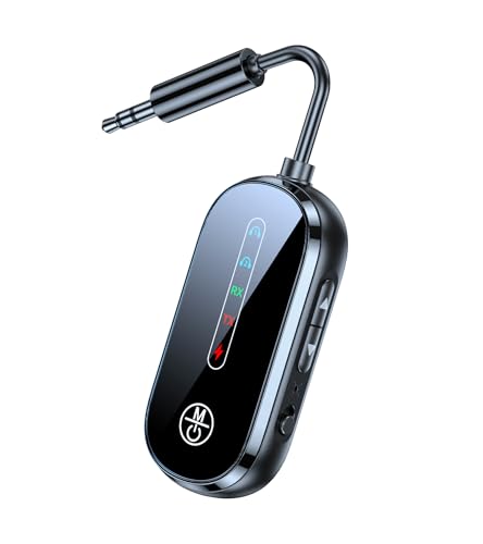 KAIY Airplane Bluetooth Adapter for 2 AirPods Headphones, Bluetooth Transmitter for TV Headphones Dual Link, 3.5mm Aux to Adapter for PC/Car/Gym/Home Stereo, Wireless 5.4 Audio Transmitter Receiver