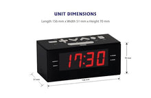 Load image into Gallery viewer, HANNLOMAX HX-144CR Alarm Clock Radio, PLL AM/FM Radio, 1.2" LED Display, Digital Clock with Dual Alarm, AC Operation only. (Black_Red LED)
