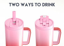 Load image into Gallery viewer, Meoky 40 oz Tumbler with Handle and Flip Straw, 100% Leakproof Tumbler with Lid and Straw, Stainless Steel Insulated Cup, Cupholder Friendly, Keeps Cold for 34 Hours (Flamingo)

