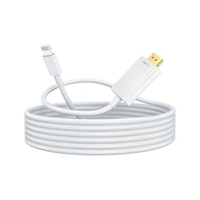 Load image into Gallery viewer, jojobnj Lightning to HDMI Cable 6ft HDMI Cable for iPhone Digital AV Adapter, 1080P HD Video Sync Screen Compatible with iPhone to HDMI for TV Projector Monitor, Just Plug and Play(White)
