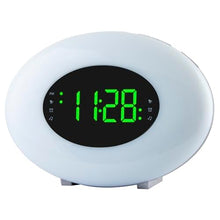 Load image into Gallery viewer, HANNLOMAX HX-162CR AM/FM PLL Radio with Alarm Clock, RGB Mood Light (7 Colors) and Dynamic Mode, 1&quot; LED Display with dimmer Function, AC Operation only (Silver)
