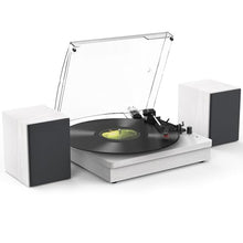 Load image into Gallery viewer, Vinyl Record Player with Two Stereo Speakers, Bluetooth Playback Turntable with 3 Speed AUX Headphone Input and RCA Out, Retro White

